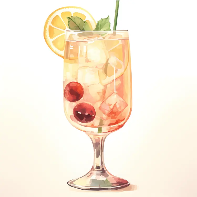 Refreshing Orange Cocktail with Lemon and Cherry