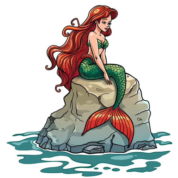Mermaid Sitting on Rock