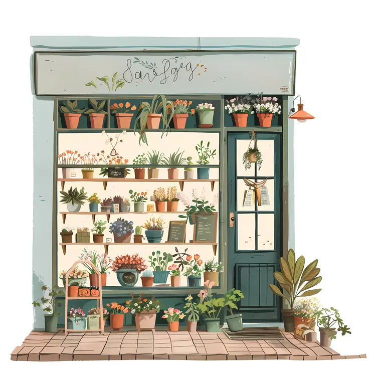 Cute Flower Shop with Potted Plants