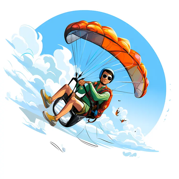 Paraglider in the Sky with Clouds