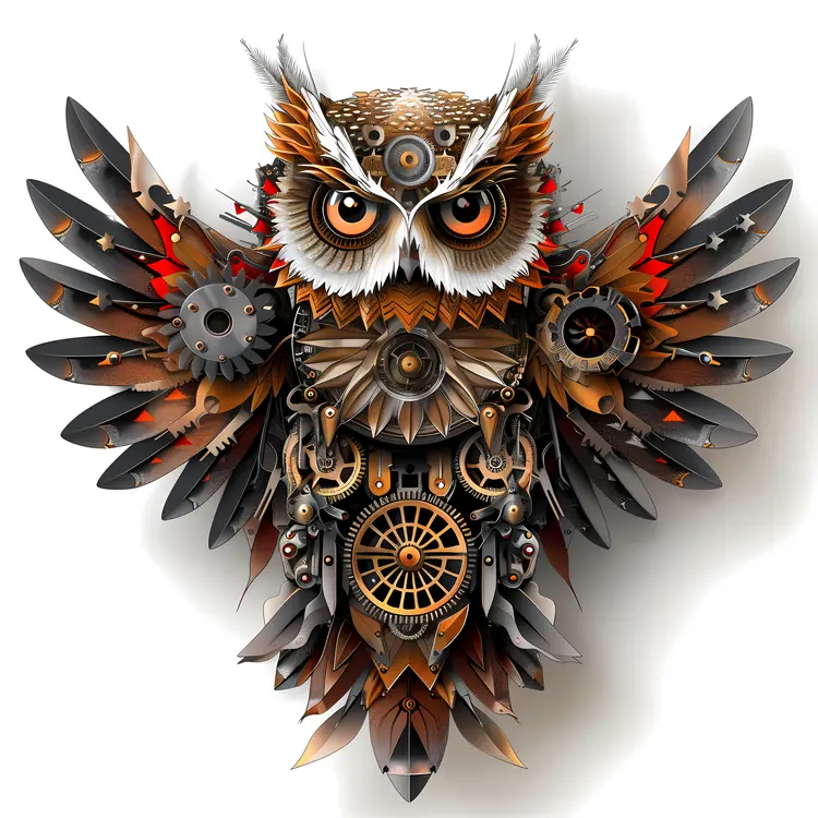 Steampunk Owl with Gears and Metal