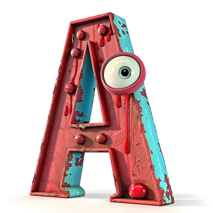 Red and Blue Monster Character Letter A