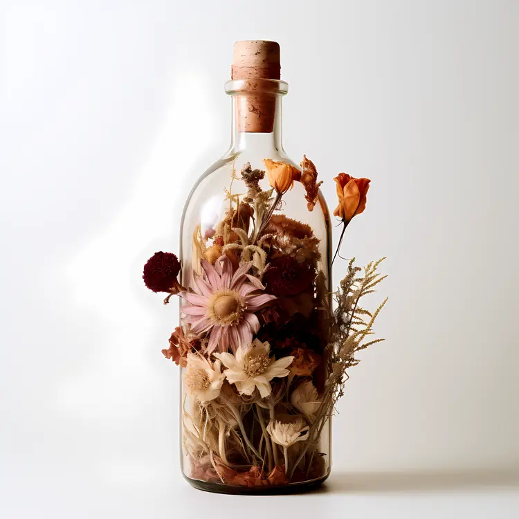 Elegant Flower Arrangement in Glass Bottle