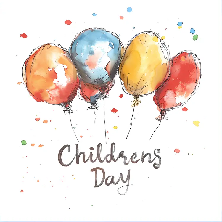 Watercolor Balloons for Children's Day