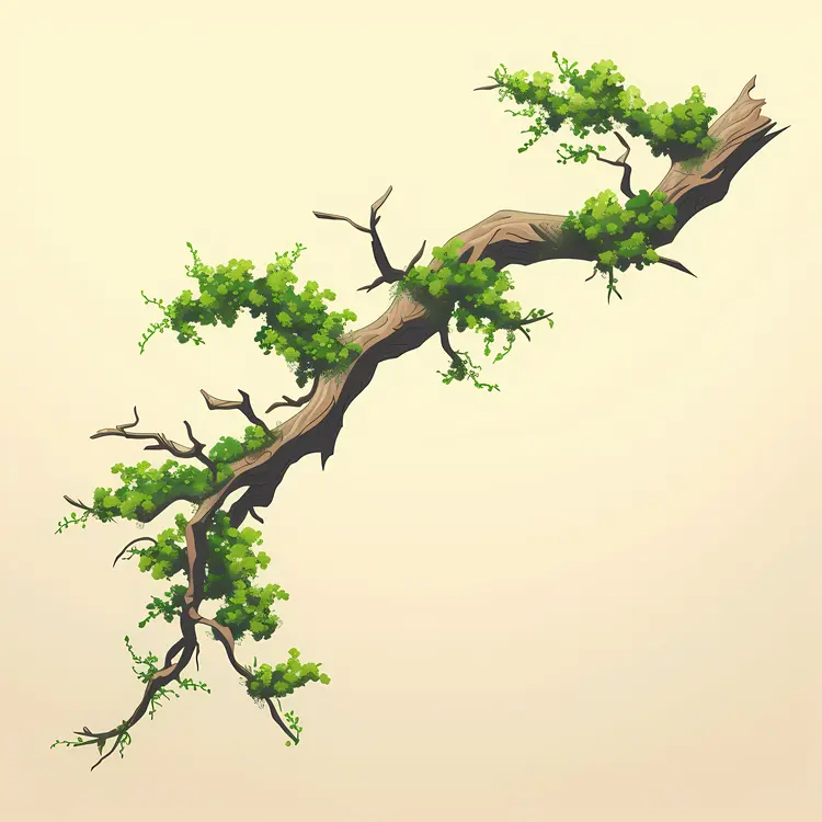 Green Tree Branch with Fresh Leaves