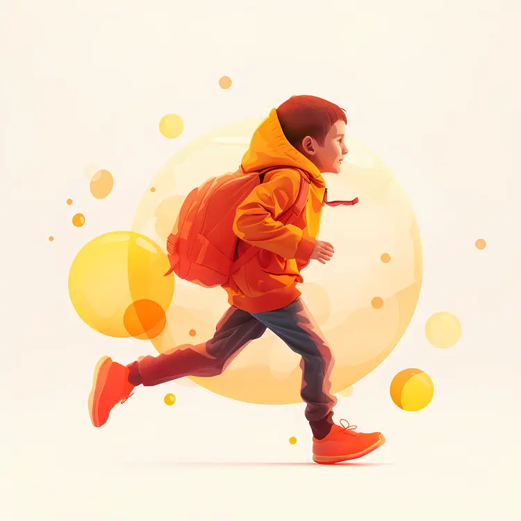 Child Running with a Backpack