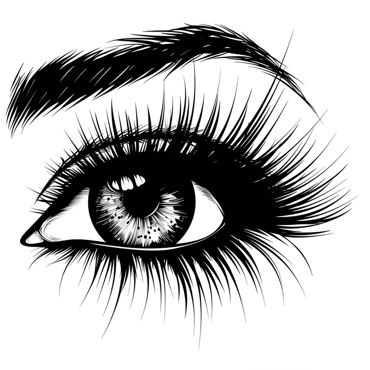 Realistic Eye Illustration with Detailed Eyelashes