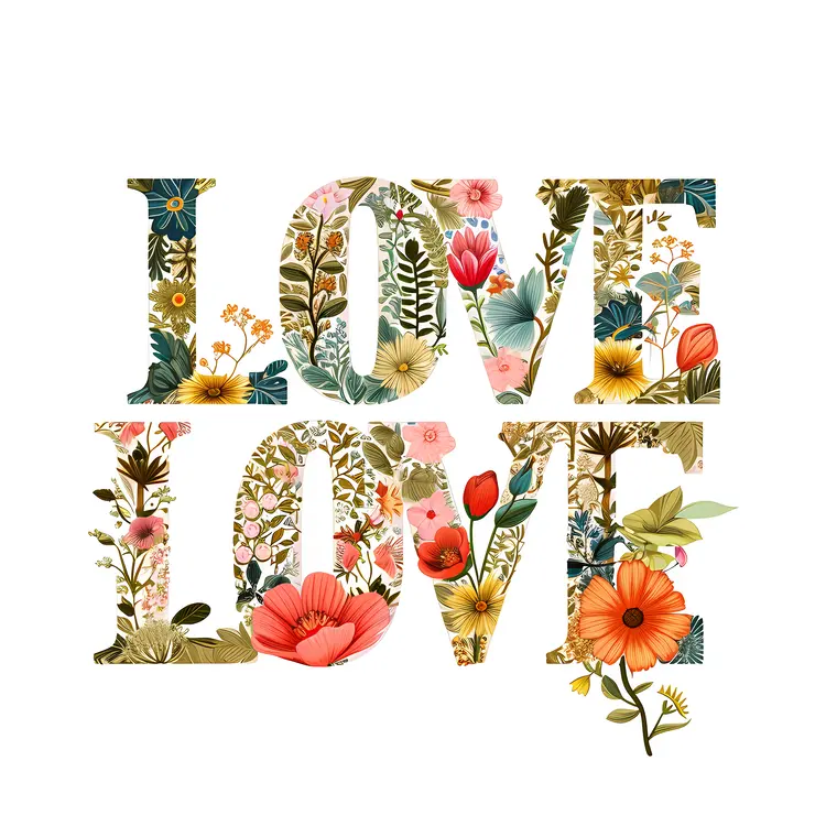 Colorful Floral LOVE Text