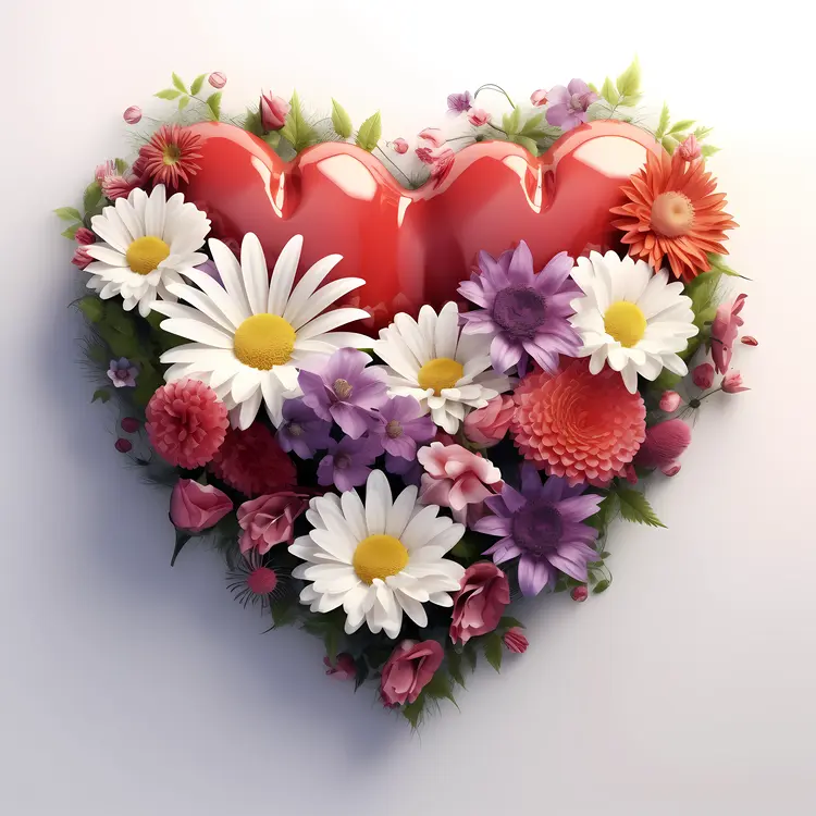 Heart with Daisies for Valentine's Day