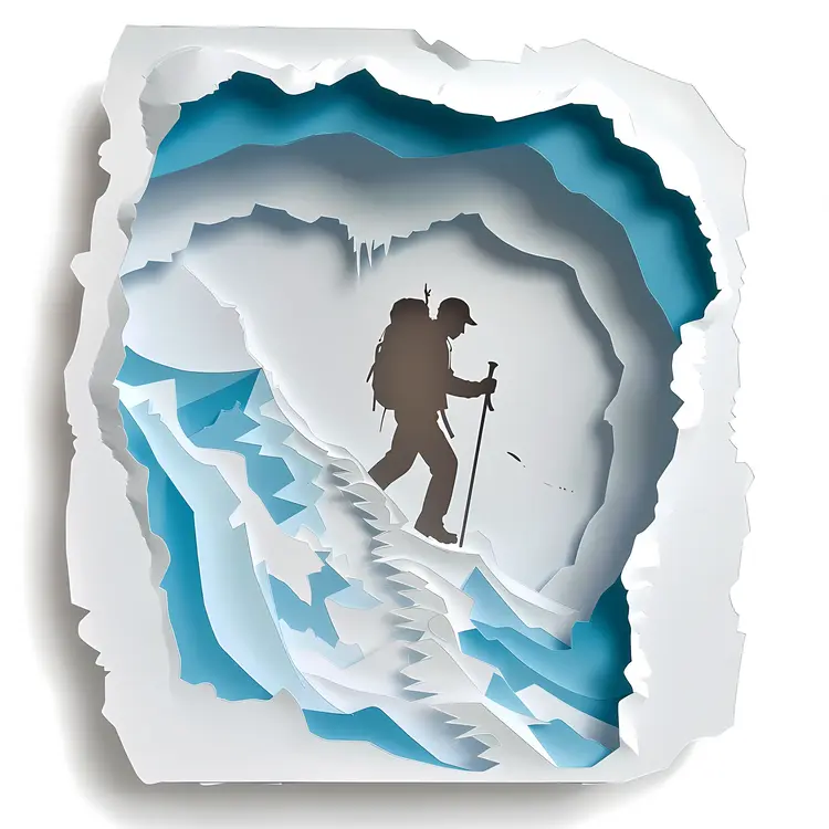 Hiker Silhouette in Mountain Cave