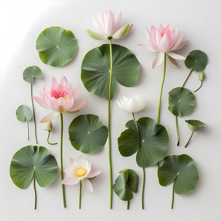 Beautiful Lotus Flowers and Leaves
