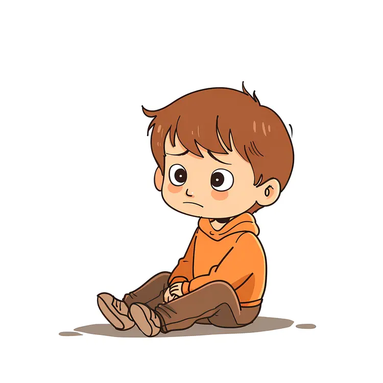 Sad Boy Sitting Illustration