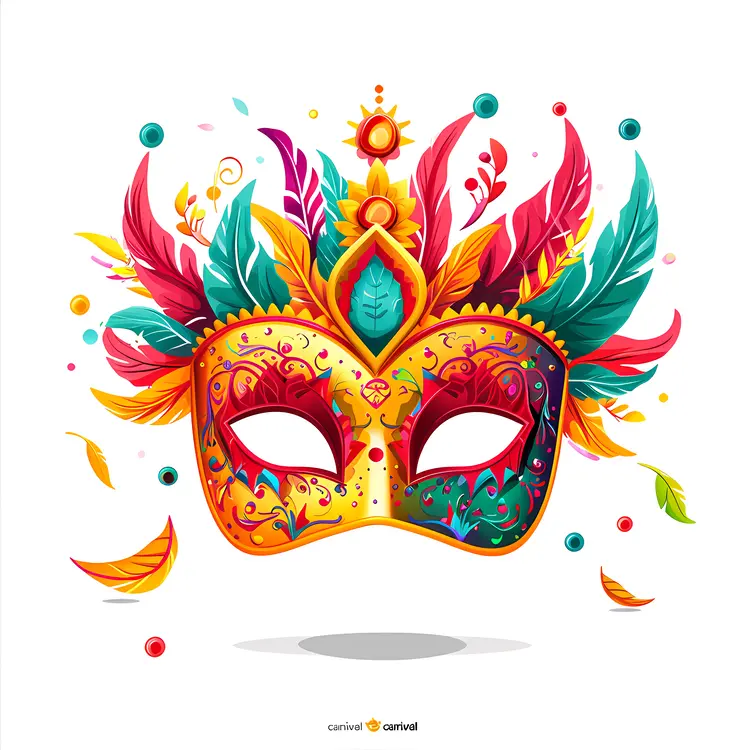 Vibrant Carnival Mask with Feathers