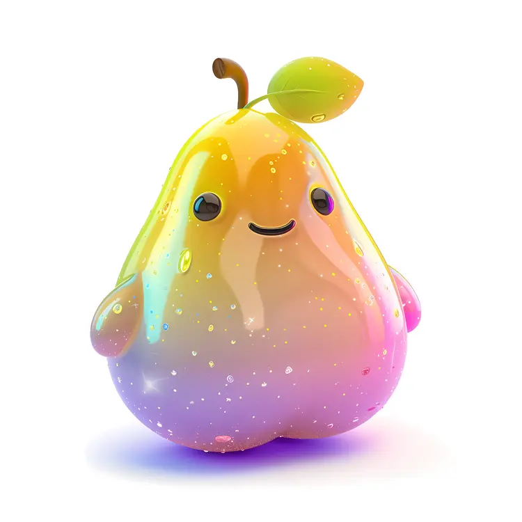 Colorful Rainbow Pear with a Smile