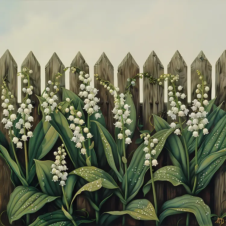 Lily of the Valley Flowers on Wooden Fence