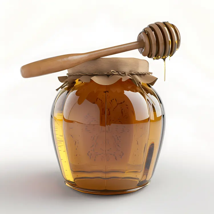 Glass Jar of Honey with Dipper