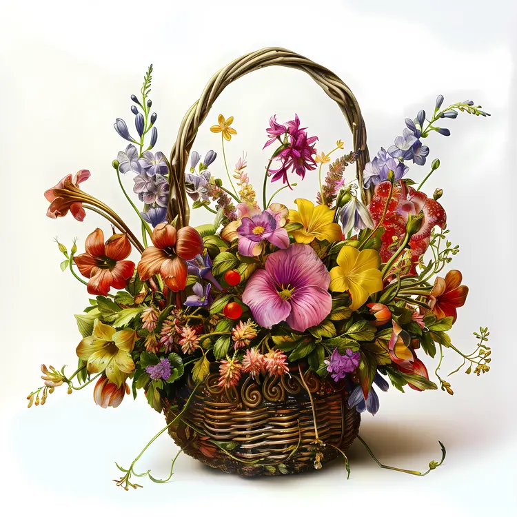 Beautiful Flower Basket with Colorful Blooms