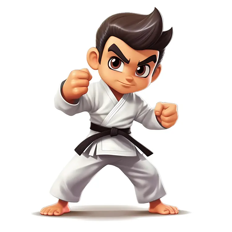 Focused Karate Kid in White Gi