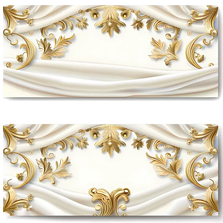 Golden and White Floral Ornaments