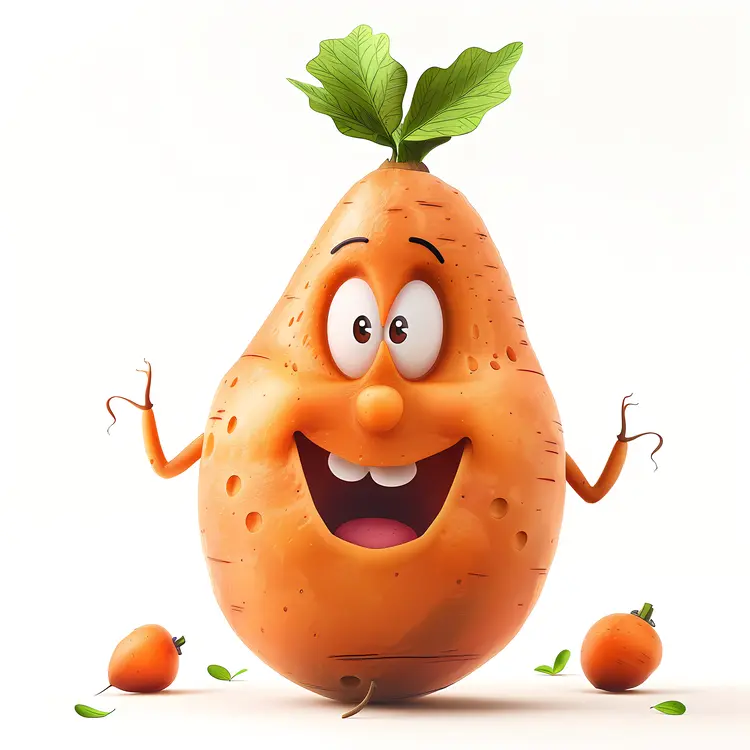 Smiling Orange Potato Cartoon Character