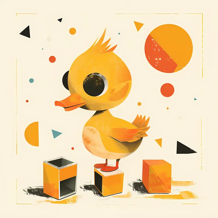 Playful Duckling with Geometric Shapes