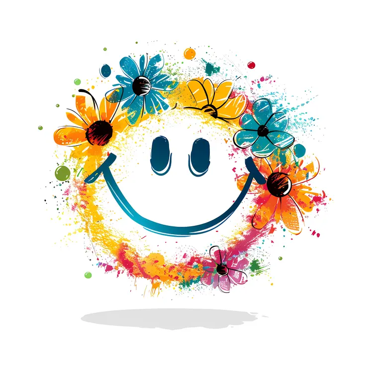 Smiley Face with Flowers