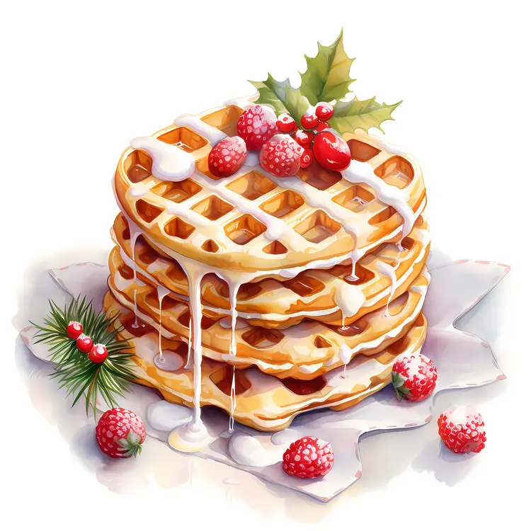 Waffles with Cream and Berries
