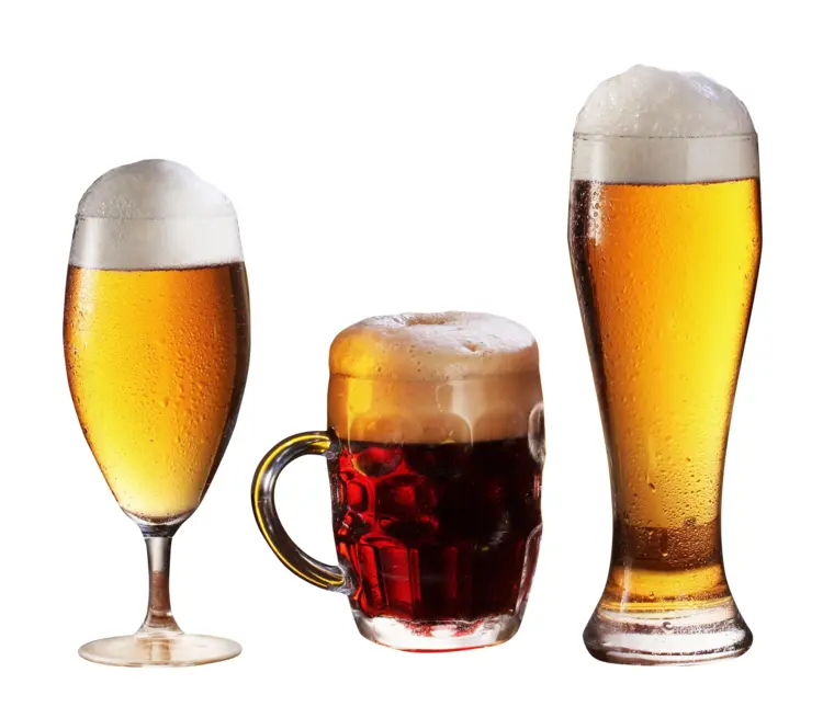 Variety of Beer Glasses with Foam