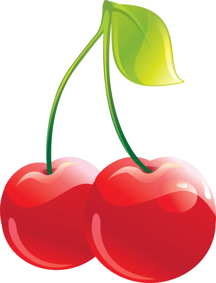 Red Cherries with Green Leaf