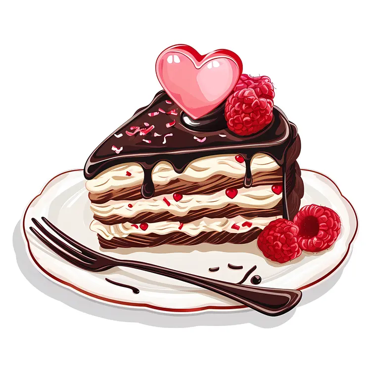 Chocolate Raspberry Cake with Heart Decoration