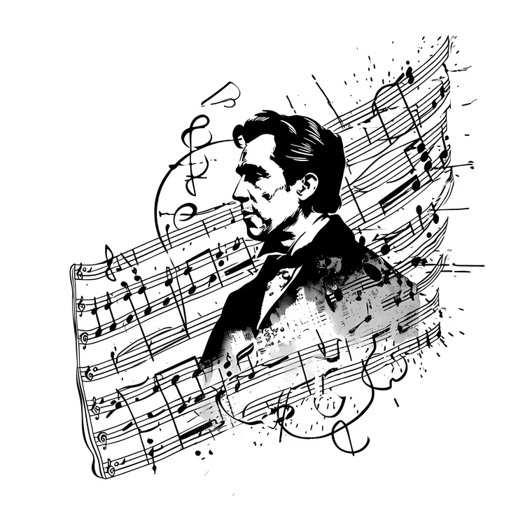 Man with Sheet Music Background