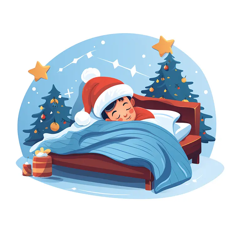 Child Sleeping by Christmas Tree