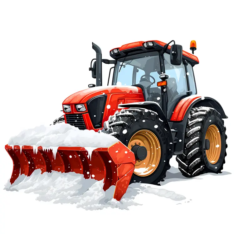 Red Snow Plow in Snow