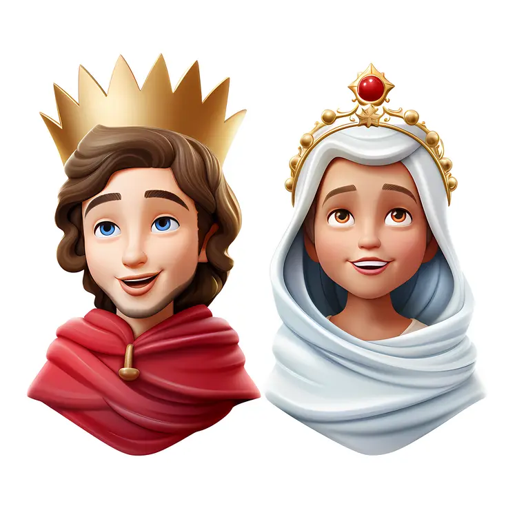 Royal King and Queen Cartoon Characters