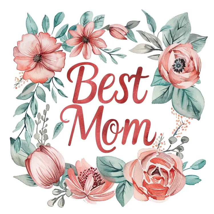 Best Mom Floral Illustration
