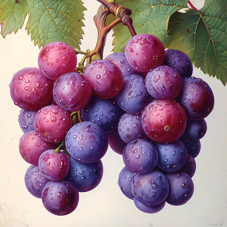 Bunch of Ripe Purple Grapes