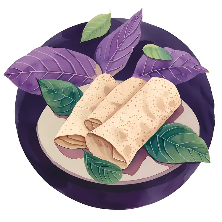Crepes with Leaves on a Plate