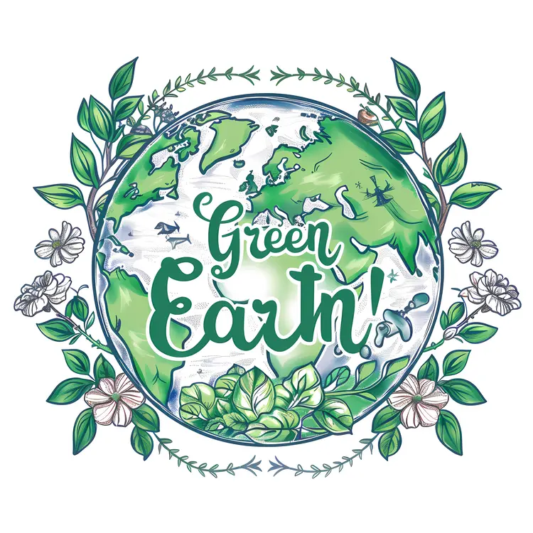 Green Earth with Floral Decoration