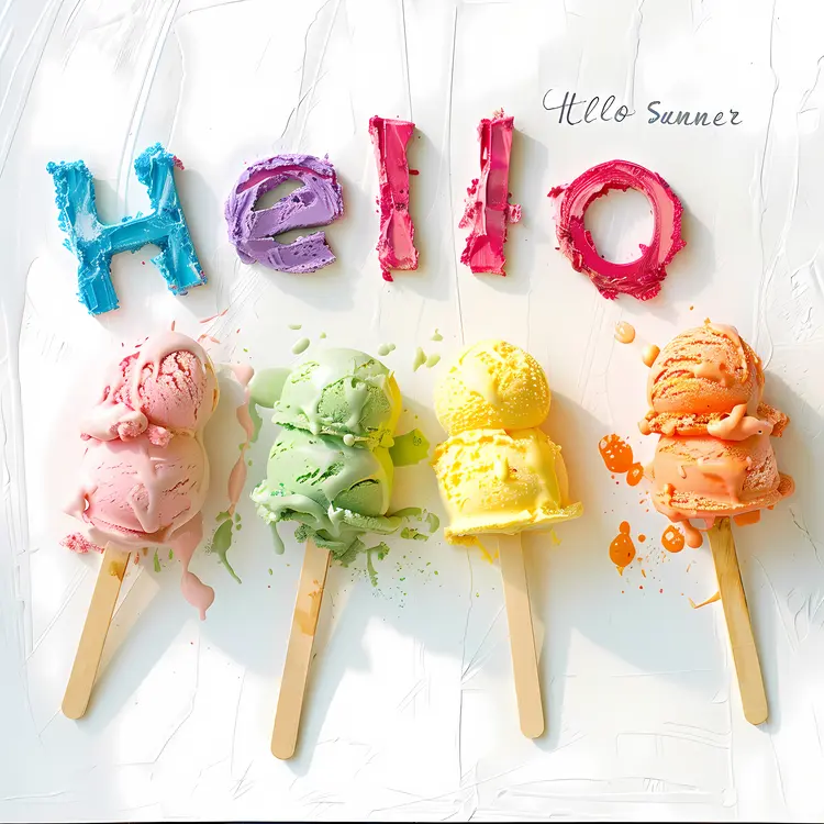 Hello Summer with Colorful Ice Cream