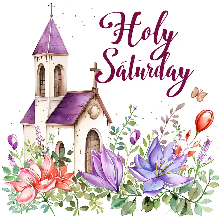 Holy Saturday with Beautiful Church and Flowers