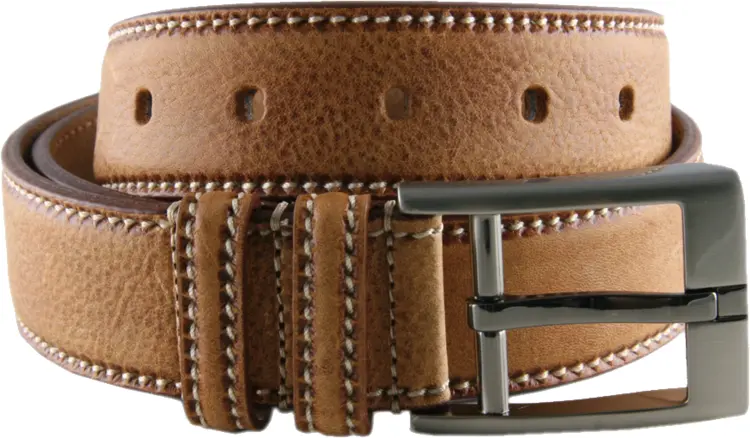 Tan Leather Belt with Silver Buckle