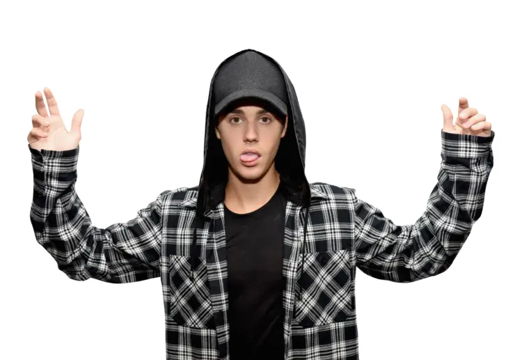 Person in Black Hoodie with Tongue Out