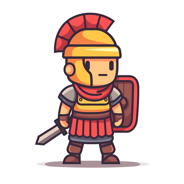Cute Roman Soldier with Yellow Helmet