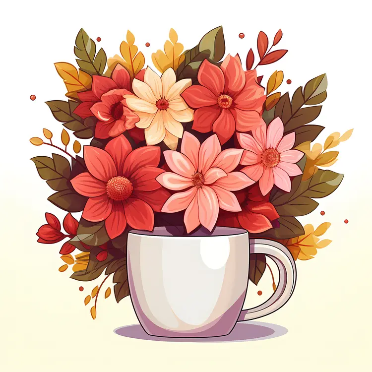 Vibrant Red and Yellow Flowers in a Cup