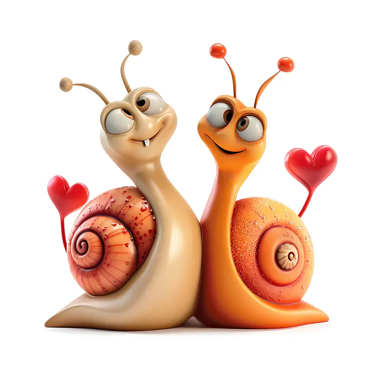 Happy Snails with Hearts
