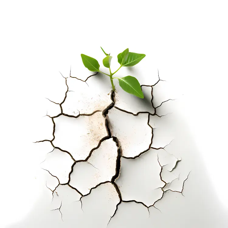 Green Plant Sprouting from Cracked Ground