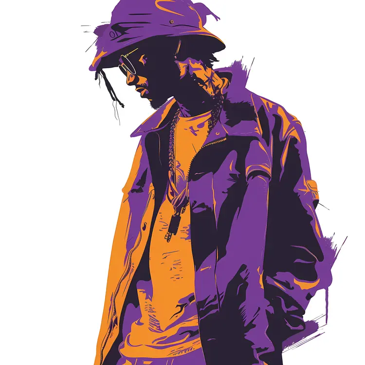 Stylish Man in Purple and Orange