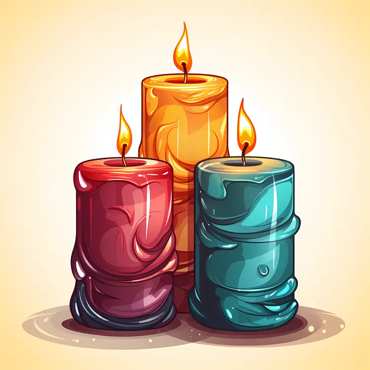 Colorful Candles with Flames
