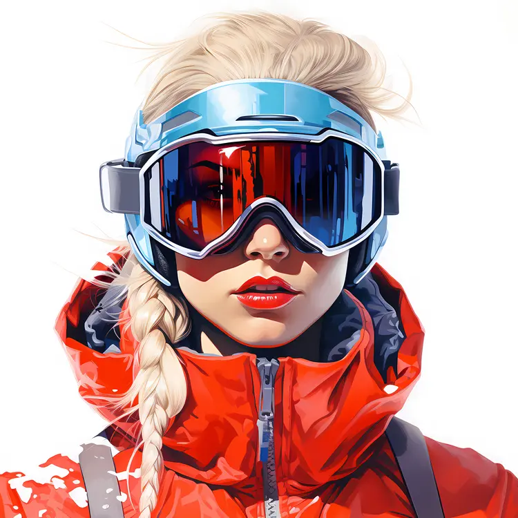 Woman with Ski Helmet and Goggles