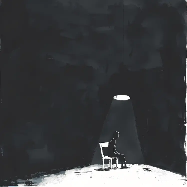 Person Sitting Alone in the Dark